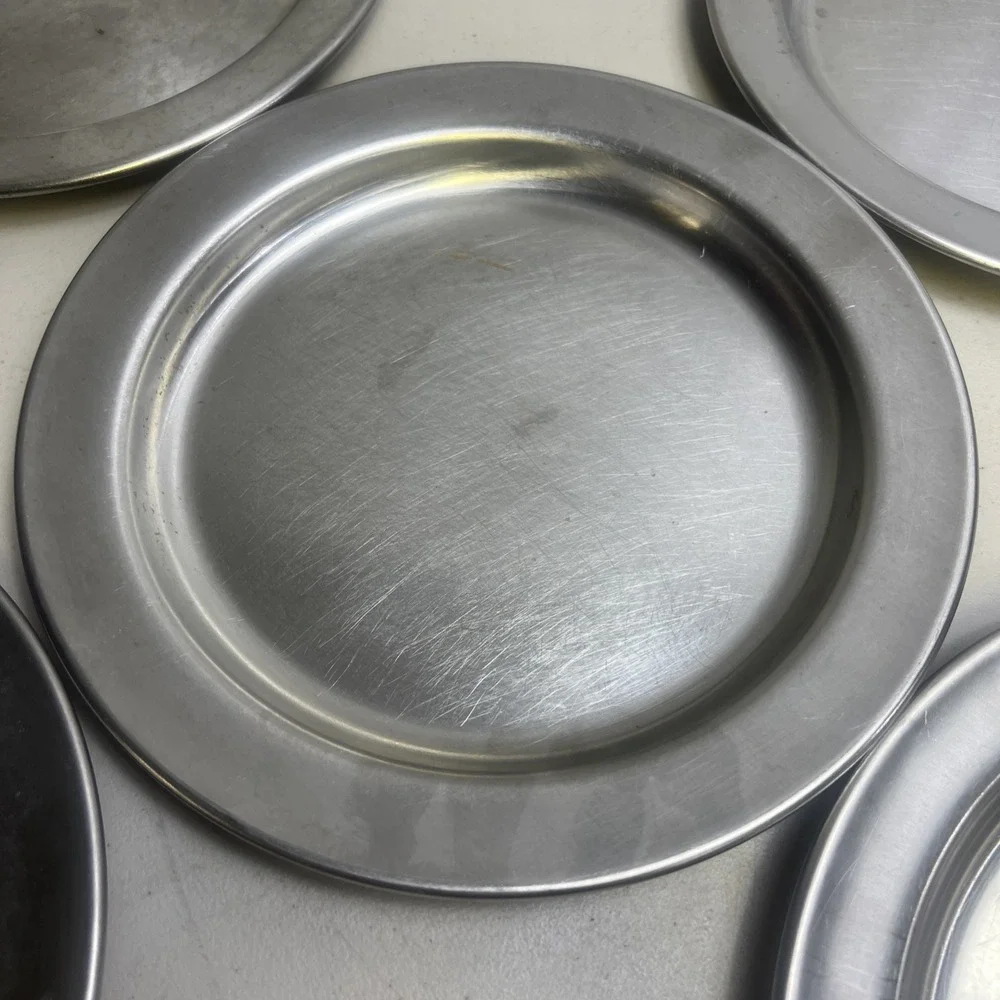 Rare Lot Of 5 Vintage Stainless Steel CARROLLTON MFG CO. Food Plates 9